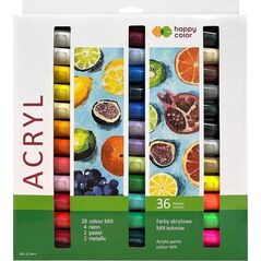 Farba akrylowa 12ml 36 kolorów HAPPY COLOR