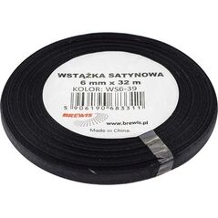 Wstążka satynowa czarna 6mmx32m