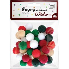 Pompony do dekoracji 35 sztuk Winter