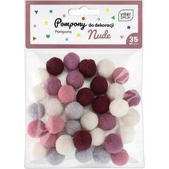 Pompony do dekoracji 35 sztuk Nude
