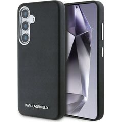 Karl Lagerfeld Saffiano Full Wrapped Elongated Metal Logo MagSafe Case for Samsung Galaxy S25 Black