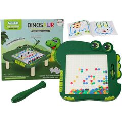 LeanToys Tablica Magnetyczna Edukacyjna Dinozaur Pad Układanka Zielona Koraliki