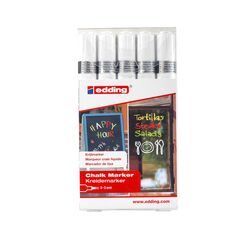 Edding Chalk Marker 4095 Μαρκαδόρος Μαυροπίνακα Υγρής Κιμωλίας Σετ 5 τεμαχίων Ασπρο (4-4095-5049) (EDD4-4095-5049) έως 12 άτοκες Δόσεις