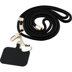 Hello Kitty Patch & Kitty Head Charm Universal Phone Lanyard Black