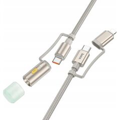 HOCO kabel All-in-one Typ C / Lightning do Typ C / LED Light PD 3A 60W U138 1,2 m szary