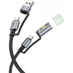 HOCO kabel All-in-one USB A / Typ C do Typ C / LED Light 3A 60W U138 1,2 m czarny