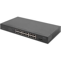 Switch Digitus Digitus 24-portowy przełącznik sieciowy Gigabit, 19-calowy, niezarządzalny, 2 porty Uplink, SFP