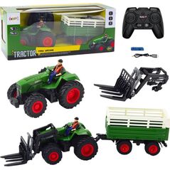 Traktor Rolniczy Z Przyczepą i Widłami Zdalnie Sterowany RC 2.4G LEAN Toys