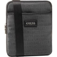Guess, Dan, Flat Top Zip, Textile Crossbody Bag, Grey, 19 x 23 x 2.5 cm, For Men For Men