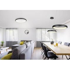 TRIO LED ceiling light Cardona 29W black 2300-4000K 2000lm conv IP20 O450x105mm