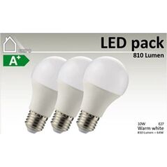 GRIPO GRIPO LED pære A60 E27 10W CRI80 3stk 3000K 810Lm >270gr. 60x120 2835SMD 18stk