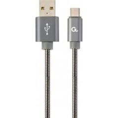 Gembird Cc- USB2s-amcm-2m-bg USB-C 2.0 Cable (Am/cm) Metal Plugs, Spiral Braid, 2m, Metallic Gray (CC-USB2S-AMCM-2M-BG) (GEMCC-USB2S-AMCM-2M-BG) έως 12 άτοκες Δόσεις
