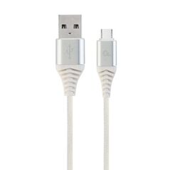 Gembird Cc- USB2b-amcm-2m-bw2 Premium USB-C 2.0 Cable (Am/cm) Metal Plugs, Braid, 2m, Silver/white (CC-USB2B-AMCM-2M-BW2) (GEMCC-USB2B-AMCM-2M-BW2) έως 12 άτοκες Δόσεις