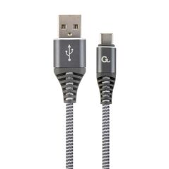 Gembird Premium USB-C 2.0 Cable (Am/cm) Metal Connectors Nylon Braid 1m Gray/white (CC-USB2B-AMCM-1M-WB2) (GEMCC-USB2B-AMCM-1M-WB2) έως 12 άτοκες Δόσεις