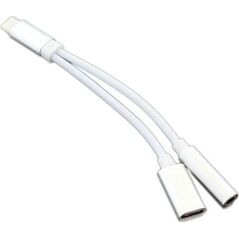 Adapter USB Hertz AK291B USB-C - Jack 3.5mm + USB-C Biały  (2492-uniw)
