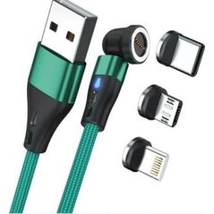 Καλώδιο USB Realpower RealPower Μαγνητικό καλώδιο 3 Amp, 1m, πράσινο με προσαρμογείς