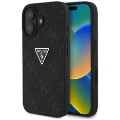 Guess Hot Stamp 4G Pattern Triangle Metal Logo Apple iPhone 16 black