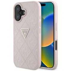 Guess Hot Stamp 4G Pattern Triangle Metal Logo Apple iPhone 16 pink