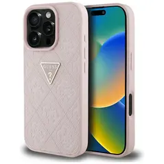 Guess Hot Stamp 4G Pattern Triangle Metal Logo Apple iPhone 16 Pro Max pink