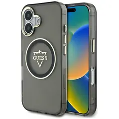 Guess IML Metal Mountain Logo MagSafe Apple iPhone 16 black