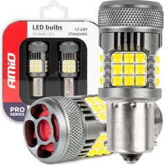 AMiO Żarówki led canbus pro series 1156 ba15s p21w r10w r5w 36x3030 smd fan white 12v 24v amio-03722