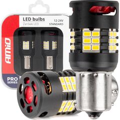 AMiO Żarówki led canbus pro series 1156 ba15s p21w r10w r5w 24x3020 smd fan white 12v 24v amio-03721