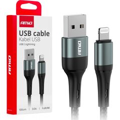 Kabel USB AMiO Kabel do ładowania usb-a - lightning iphone 3a 100cm fulllink amio-03913