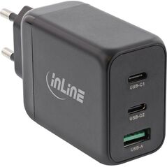 InLine InLine® USB PD power supply, GaN charger, 3-port, Dual USB-C + USB-A, 65W, black