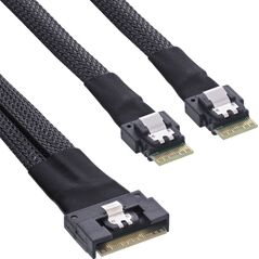 InLine InLine® Slim SAS cable, SFF-8654 8i to 2x SFF-8654 4i, 0.75m
