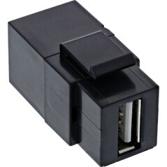 Adapter USB InLine InLine® USB 2.0 Snap-In module, USB-A F/F, angled, black housing