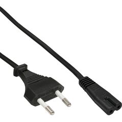 Kabel zasilający InLine Inline® power cable, Italy CEE7/16 plug to Euro 8 C7 plug, black, 1.8m