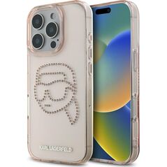 Etui Karl Lagerfeld IML Rhinestones Karl  Head do iPhone 16 Pro różowy