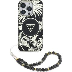 Etui Guess Palm Trees Triangle Pearl      Strap MagSafe do iPhone 16 czarny
