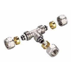 Trójnik redukcyjny 20x16x20 potrójny PEX-ALU-PEX chrom