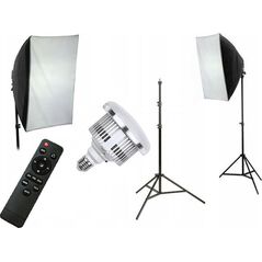 Zestaw studyjny Xrec Zestaw 5w1 Lampa Led 200w (1600w) 3000-6500k + Pilot Softbox 50x70cm Statyw 230cm / Led803
