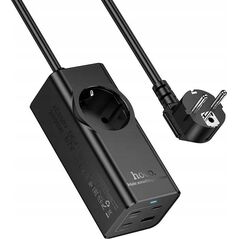 HOCO listwa zasilająca 1 gniazdo + USB A + 3 x Typ C PD QC3.0 3A 67W NS9 2 m czarna