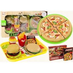 LeanToys Zestaw Fast Food Pizza Burgery Frytki Akcesoria Dla Dzieci 24 ele.