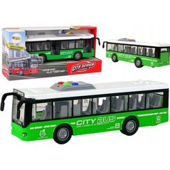 LeanToys Autobus Na Baterie Światła Dźwięki Napęd Frykcyjny Zielony 1:16
