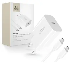 Tech-Protect NC20W 1-port USB-C Network Charger PD20W + USB-C / USB-C Cable White