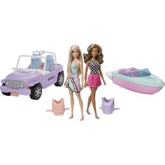 Lalka Barbie Mattel PROMO BARBIE 2 lalki, Jeep i motorówka GXD66