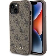 Guess Guess GUHCP15SG4GFBR iPhone 15 6.1" brązowy/brown hard case 4G Metal Gold Logo