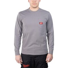 Milwaukee MILWAUKEE T-SHIRT Z KIESZONKĄ Z DŁUGIM RĘKAWEM - JASNOSZARY WTLSGR-XXL