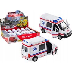 LeanToys Ambulans Karetka 1:32 Otwierane Drzwi Światła Dźwięki Napęd Biała
