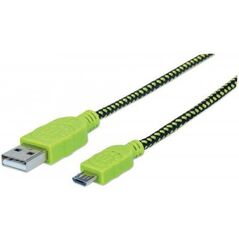 Kabel USB Manhattan USB-A - 1 m Czarny Zielony (394062)