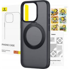 Baseus Etui Baseus SkyRing Magnetic ze stojakiem dla iP 14 Pro Max + szkło hartowane i zestaw czyszczący (czarny)