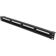 Terminal sieciowy Deltaco DELTACO 19 "komutacinė panelė, 24xRJ45, Cat6, UTP, 1U, 10Gbps, metalinė, juoda / PAN-112