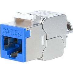 Intellinet Network Solutions INTELLINET Cat6a 10G Slimline Keystone-Modul STP werkzeuglos mit Rastclip f�r Massivdraht vergoldete Kontakte Metallgeh�use blau