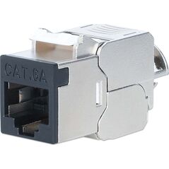 Intellinet Network Solutions INTELLINET Cat6a 10G Slimline Keystone-Modul STP werkzeuglos mit Rastclip f�r Massivdraht vergoldete Kontakte Metallgeh�use schwarz