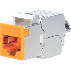 Intellinet Network Solutions INTELLINET Cat6a 10G Slimline Keystone-Modul STP werkzeuglos mit Rastclip f�r Massivdraht vergoldete Kontakte Metallgeh�use orange