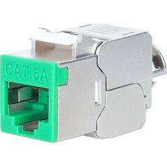 Intellinet Network Solutions INTELLINET Cat6a 10G Slimline Keystone-Modul STP werkzeuglos mit Rastclip f�r Massivdraht vergoldete Kontakte Metallgeh�use gr�n